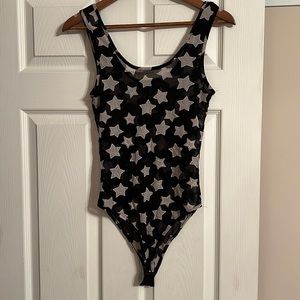 Black Mesh Bodysuit with stars size L
